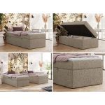 Łóżko kontynentalne ZERO 90x200 - H4 - ciemnobeżowy, struktura - topper Visco