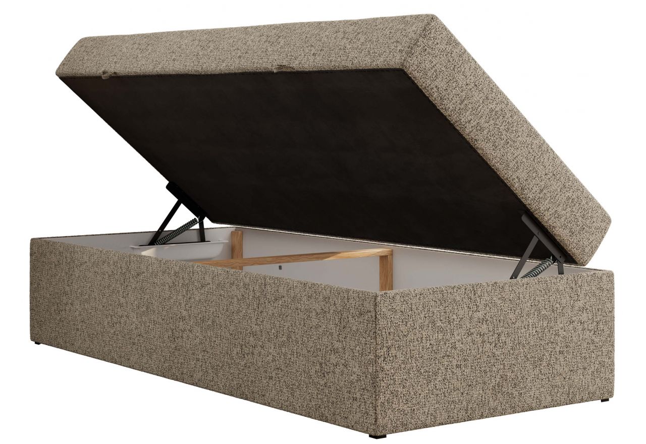 Łóżko kontynentalne ZERO 90x200 - H4 - ciemnobeżowy, struktura - topper Visco