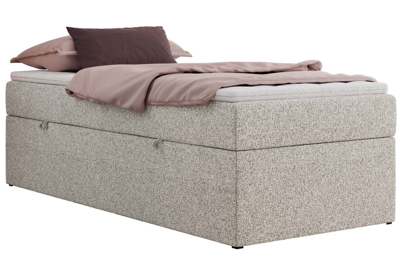 Łóżko kontynentalne ZERO 90x200 - H4 - jasnoszary, struktura - topper Visco