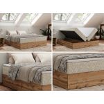 Łóżko kontynentalne - WOOD ZERO 200x200 - H3 - beżowy, struktura - topper T25