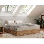 Łóżko kontynentalne - WOOD ZERO 180x200 - H4 - beżowy, struktura - topper T25