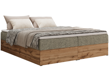 Łóżko kontynentalne - WOOD ZERO 140x200 - H3 - szary, struktura - topper T25