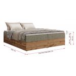Łóżko kontynentalne - WOOD ZERO 160x200 - H3 - szary, struktura - topper T25