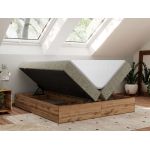 Łóżko kontynentalne - WOOD ZERO 160x200 - H4 - szary, struktura - topper T25