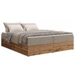 Łóżko kontynentalne - WOOD ZERO 160x200 - H3 - ciemnobeżowy, struktura - topper T25
