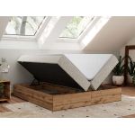 Łóżko kontynentalne - WOOD ZERO 200x200 - H3 - jasnoszary, struktura - topper T25