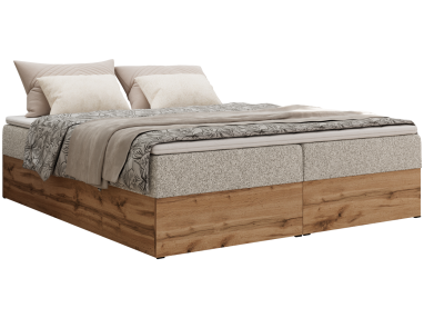 Łóżko kontynentalne - WOOD ZERO 140x200 - H4 - jasnoszary, struktura - topper T25