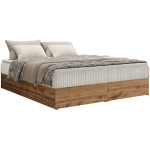 Łóżko kontynentalne - WOOD ZERO 140x200 - H4 - beżowy, sztruks - topper T25