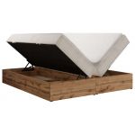 Łóżko kontynentalne - WOOD ZERO 200x200 - H4 - beżowy, sztruks - topper T25