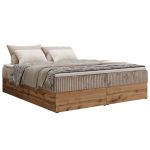 Łóżko kontynentalne - WOOD ZERO 140x200 - H4 - jasnobrązowy, sztruks - topper T25