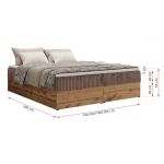 Łóżko kontynentalne - WOOD ZERO 160x200 - H3 - brązowy, sztruks - topper T25