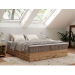 Łóżko kontynentalne - WOOD ZERO 180x200 - H3 - brązowy, sztruks - topper T25