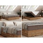 Łóżko kontynentalne - WOOD ZERO 180x200 - H3 - brązowy, sztruks - topper T25