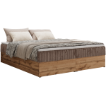 Łóżko kontynentalne - WOOD ZERO 180x200 - H4 - brązowy, sztruks - topper T25
