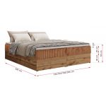 Łóżko kontynentalne - WOOD ZERO 200x200 - H3 - pomarańczowy, sztruks - topper T25