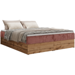 Łóżko kontynentalne - WOOD ZERO 200x200 - H3 - różowy, sztruks - topper T25