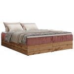 Łóżko kontynentalne - WOOD ZERO 200x200 - H4 - różowy, sztruks - topper T25