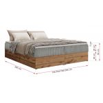 Łóżko kontynentalne - WOOD ZERO 140x200 - H4 - jasnoszary, sztruks - topper T25