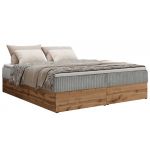 Łóżko kontynentalne - WOOD ZERO 180x200 - H4 - jasnoszary, sztruks - topper T25