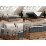 Łóżko kontynentalne - WOOD ZERO 140x200 - H3 - szary, sztruks - topper T25