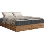 Łóżko kontynentalne - WOOD ZERO 140x200 - H4 - szary, sztruks - topper T25