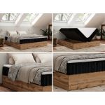 Łóżko kontynentalne - WOOD ZERO 200x200 - H3 - czarny, sztruks - topper T25