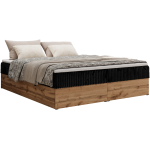 Łóżko kontynentalne - WOOD ZERO 140x200 - H4 - czarny, sztruks - topper T25