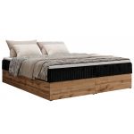 Łóżko kontynentalne - WOOD ZERO 200x200 - H4 - czarny, sztruks - topper T25
