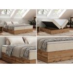 Łóżko kontynentalne - WOOD ZERO 180x200 - H3 - kremowy, struktura - topper Visco