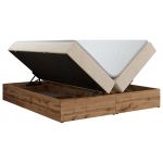 Łóżko kontynentalne - WOOD ZERO 180x200 - H4 - kremowy, struktura - topper Visco