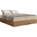 Łóżko kontynentalne - WOOD ZERO 200x200 - H4 - kremowy, struktura - topper Visco
