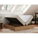 Łóżko kontynentalne - WOOD ZERO 140x200 - H4 - beżowy, struktura - topper Visco