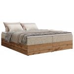 Łóżko kontynentalne - WOOD ZERO 160x200 - H4 - beżowy, struktura - topper Visco