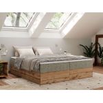 Łóżko kontynentalne - WOOD ZERO 160x200 - H3 - szary, struktura - topper Visco