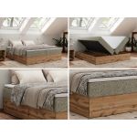 Łóżko kontynentalne - WOOD ZERO 200x200 - H3 - szary, struktura - topper Visco