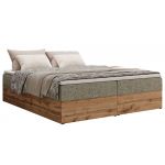 Łóżko kontynentalne - WOOD ZERO 200x200 - H4 - szary, struktura - topper Visco