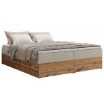 Łóżko kontynentalne - WOOD ZERO 140x200 - H4 - jasnoszary, struktura - topper Visco