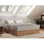 Łóżko kontynentalne - WOOD ZERO 180x200 - H4 - jasnoszary, struktura - topper Visco