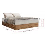 Łóżko kontynentalne - WOOD ZERO 140x200 - H4 - beżowy, sztruks - topper Visco