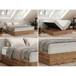 Łóżko kontynentalne - WOOD ZERO 160x200 - H4 - beżowy, sztruks - topper Visco