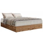 Łóżko kontynentalne - WOOD ZERO 180x200 - H4 - beżowy, sztruks - topper Visco