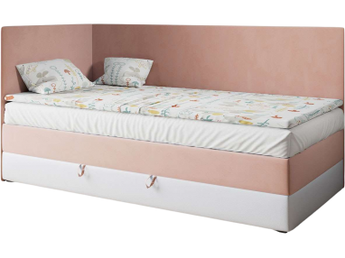 Wygodne, modne łóżko kontynentalne dla jednej osoby, do pokoju nastolatki - KUBUŚ 3 Magic Velvet 2253 / Madryt 920