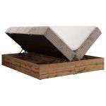 Łóżko kontynentalne - WOOD ZERO 140x200 - H3 - jasnobrązowy, sztruks - topper Visco