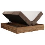 Łóżko kontynentalne - WOOD ZERO 160x200 - H4 - brązowy, sztruks - topper Visco