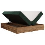 Łóżko kontynentalne - WOOD ZERO 140x200 - H4 - ciemnozielony, sztruks - topper Visco