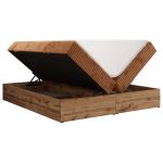 Łóżko kontynentalne - WOOD ZERO 140x200 - H3 - pomarańczowy, sztruks - topper Visco