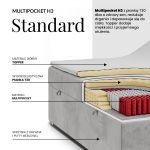 Łóżko kontynentalne - WOOD ZERO 160x200 - H3 - jasnoszary, sztruks - topper Visco