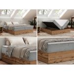 Łóżko kontynentalne - WOOD ZERO 180x200 - H3 - jasnoszary, sztruks - topper Visco
