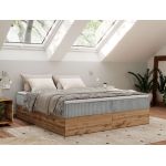 Łóżko kontynentalne - WOOD ZERO 200x200 - H4 - jasnoszary, sztruks - topper Visco