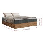 Łóżko kontynentalne - WOOD ZERO 160x200 - H3 - szary, sztruks - topper Visco